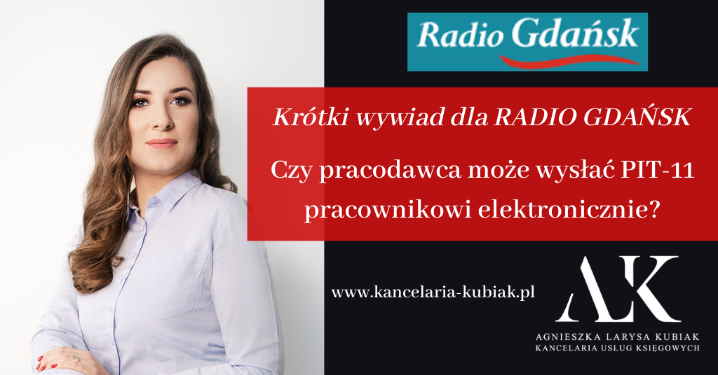 Kancelaria Usług Księgowych Agnieszka Larysa Kubiak Czy PIT-11 można wysłać pracownikowi elektronicznie